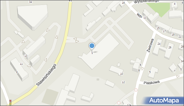 Koszalin, Stawisińskiego Janka, 1, mapa Koszalina