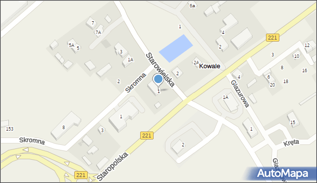 Kowale, Starowiejska, 1, mapa Kowale