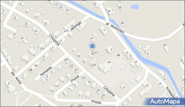 Kowary, Stefana Batorego, 2b, mapa Kowary