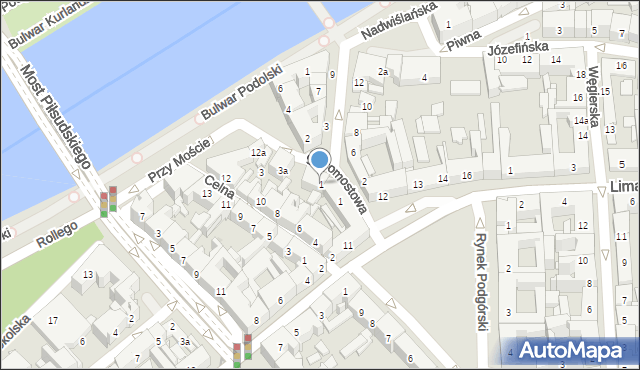 Kraków, Staromostowa, 1, mapa Krakowa