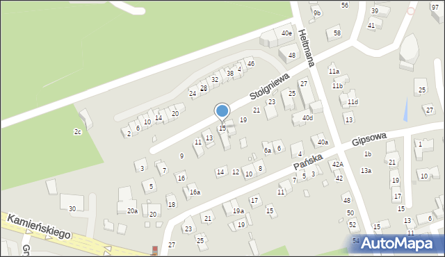 Kraków, Stoigniewa, 15, mapa Krakowa