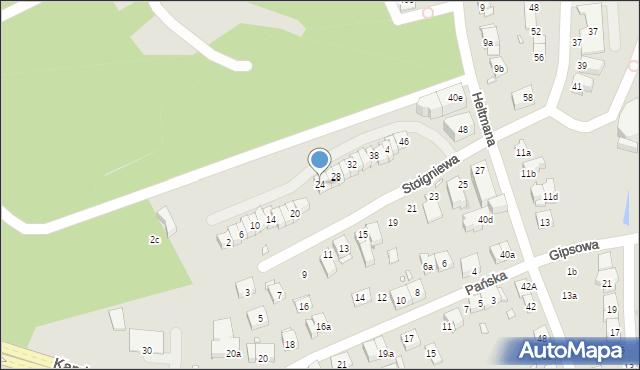 Kraków, Stoigniewa, 24, mapa Krakowa