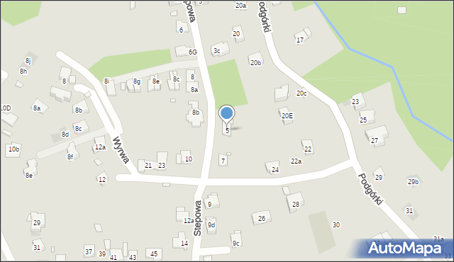 Kraków, Stepowa, 5, mapa Krakowa