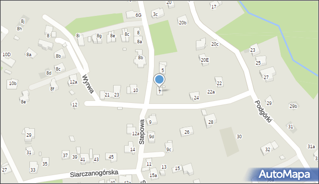 Kraków, Stepowa, 7, mapa Krakowa