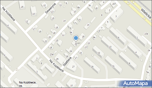 Kraków, Stattlera Wojciecha, 22, mapa Krakowa