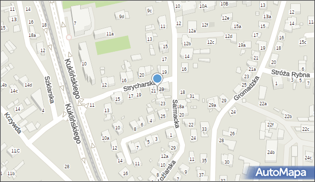 Kraków, Strycharska, 21a, mapa Krakowa
