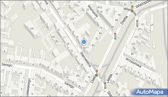 Kraków, Starowiślna, 20, mapa Krakowa