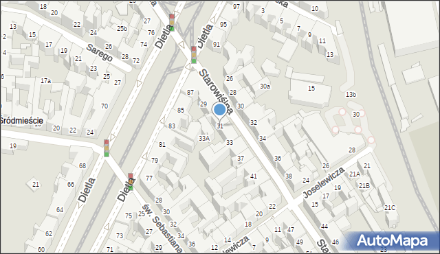 Kraków, Starowiślna, 31, mapa Krakowa