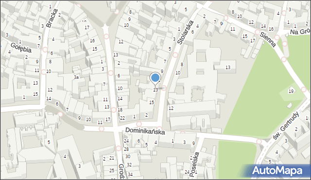 Kraków, Stolarska, 13, mapa Krakowa