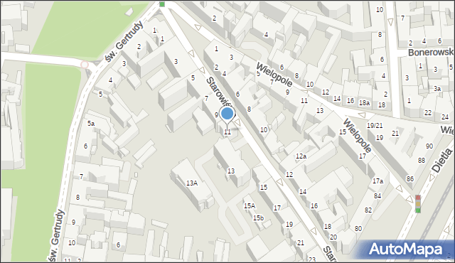 Kraków, Starowiślna, 11, mapa Krakowa