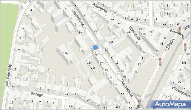 Kraków, Starowiślna, 15, mapa Krakowa