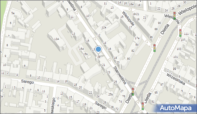 Kraków, Starowiślna, 19, mapa Krakowa
