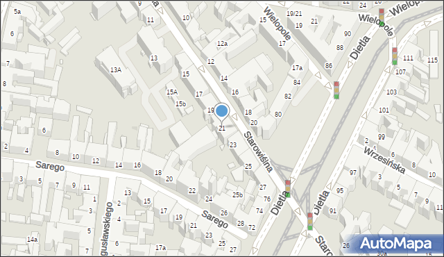 Kraków, Starowiślna, 21, mapa Krakowa