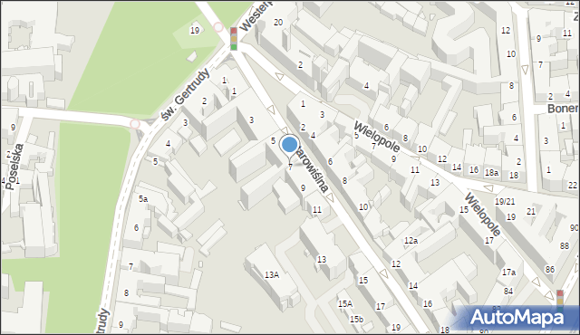 Kraków, Starowiślna, 7, mapa Krakowa