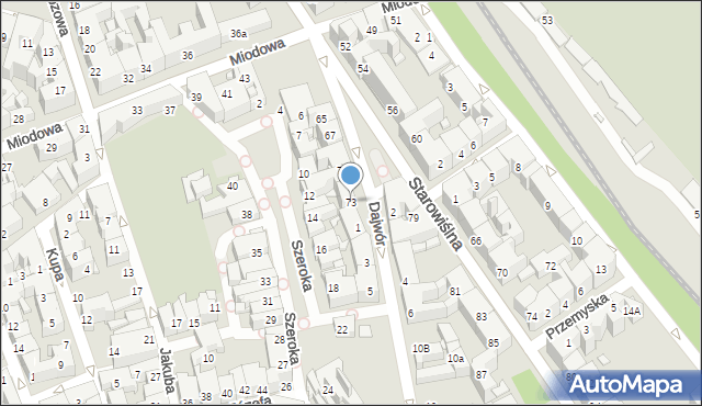 Kraków, Starowiślna, 73, mapa Krakowa