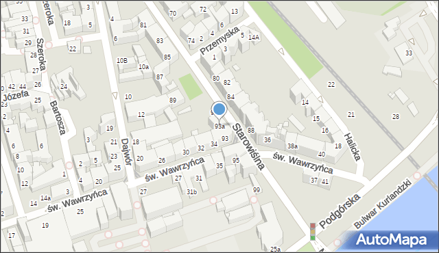 Kraków, Starowiślna, 93a, mapa Krakowa