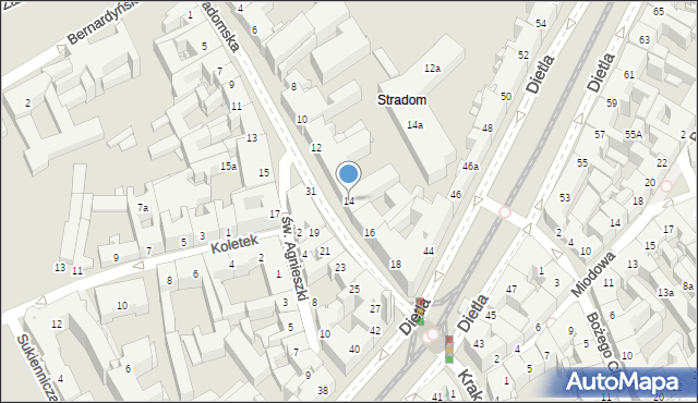 Kraków, Stradomska, 14, mapa Krakowa