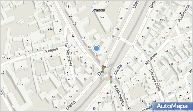 Kraków, Stradomska, 18, mapa Krakowa