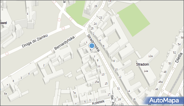 Kraków, Stradomska, 5a, mapa Krakowa