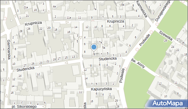 Kraków, Studencka, 9, mapa Krakowa