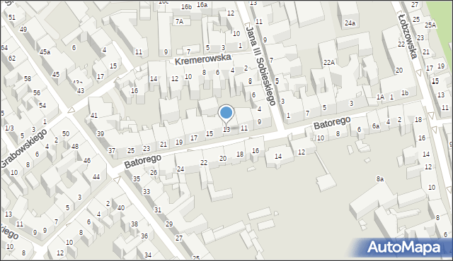 Kraków, Stefana Batorego, 13, mapa Krakowa