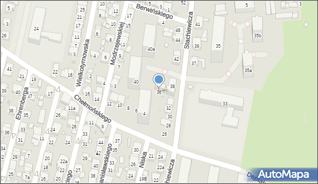 Kraków, Stachiewicza Piotra, 36, mapa Krakowa