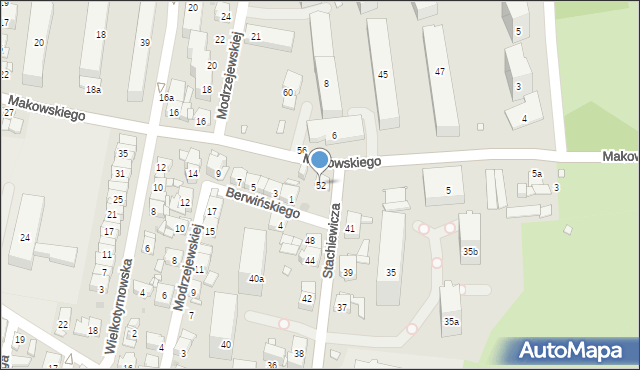 Kraków, Stachiewicza Piotra, 52, mapa Krakowa