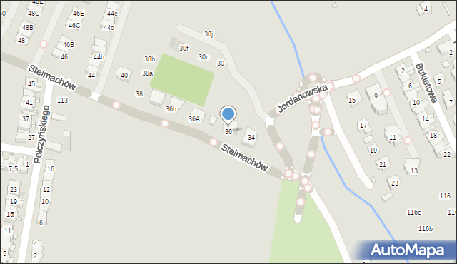 Kraków, Stelmachów, 36, mapa Krakowa