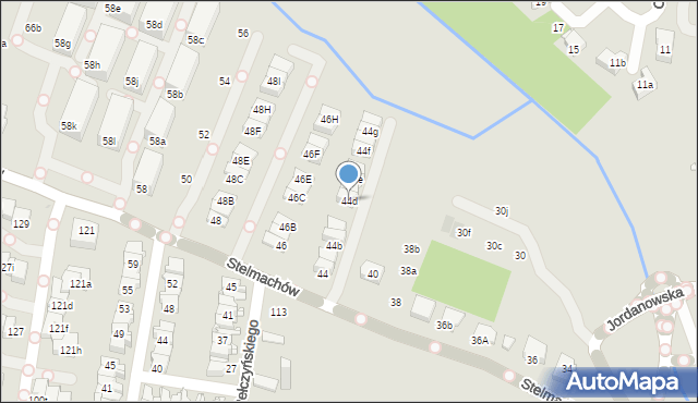 Kraków, Stelmachów, 44d, mapa Krakowa