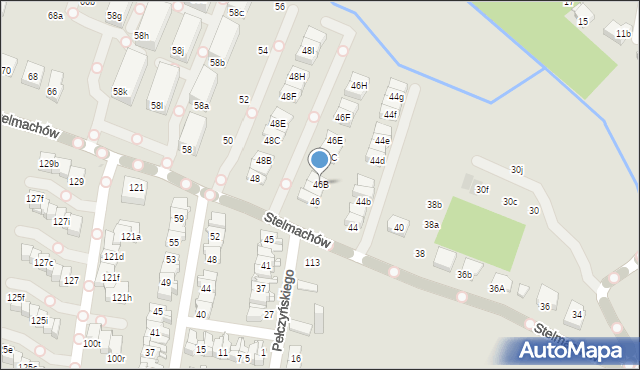 Kraków, Stelmachów, 46B, mapa Krakowa
