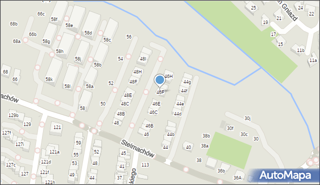 Kraków, Stelmachów, 46F, mapa Krakowa