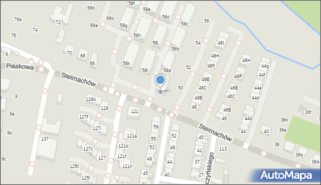 Kraków, Stelmachów, 58, mapa Krakowa