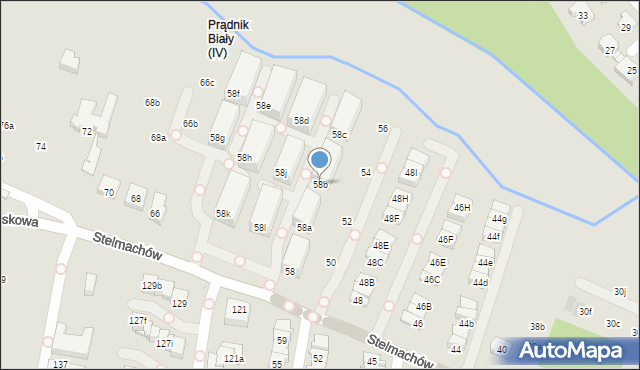 Kraków, Stelmachów, 58b, mapa Krakowa