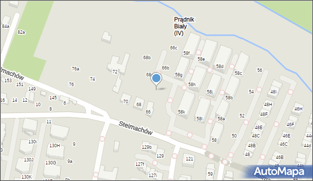 Kraków, Stelmachów, 66a, mapa Krakowa