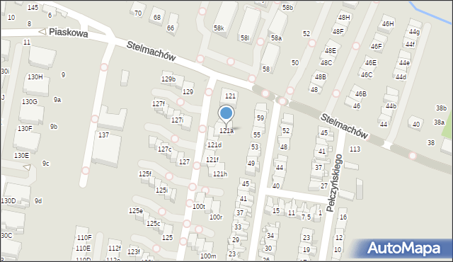 Kraków, Stelmachów, 121a, mapa Krakowa