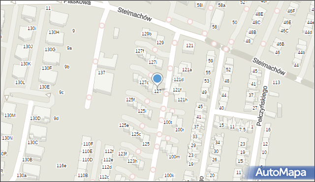 Kraków, Stelmachów, 127, mapa Krakowa