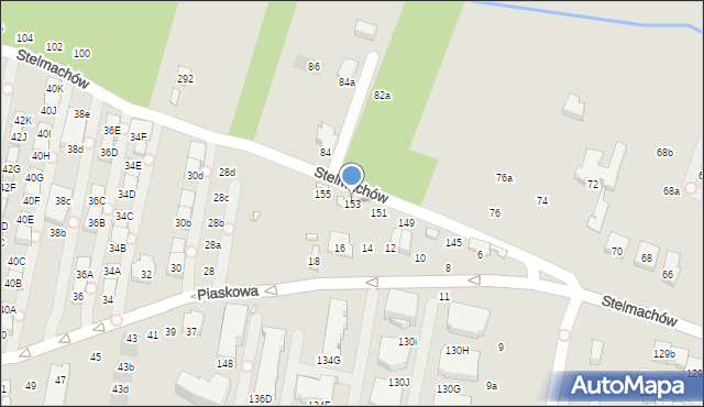 Kraków, Stelmachów, 153, mapa Krakowa