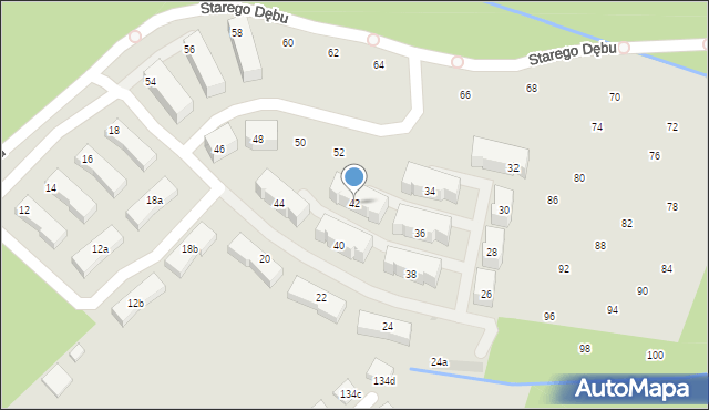 Kraków, Starego Dębu, 42, mapa Krakowa