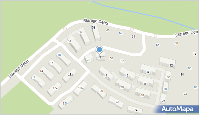 Kraków, Starego Dębu, 48, mapa Krakowa