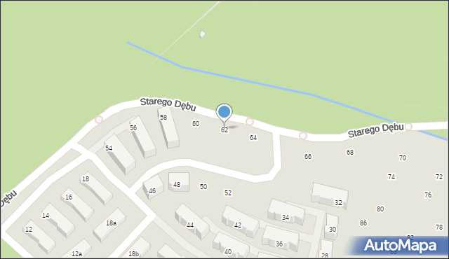 Kraków, Starego Dębu, 62, mapa Krakowa