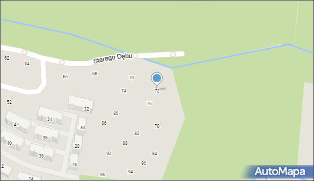 Kraków, Starego Dębu, 72, mapa Krakowa