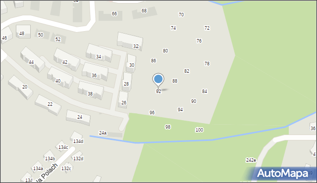 Kraków, Starego Dębu, 92, mapa Krakowa