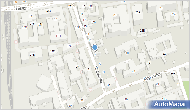 Kraków, Strzelecka, 7, mapa Krakowa