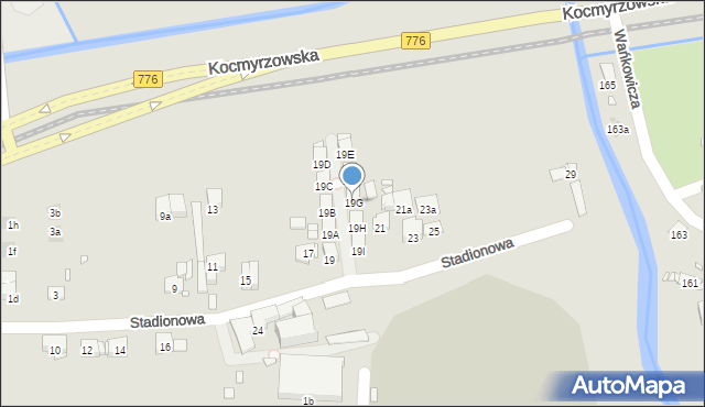 Kraków, Stadionowa, 19G, mapa Krakowa