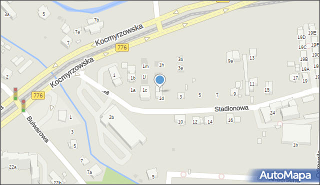 Kraków, Stadionowa, 1e, mapa Krakowa