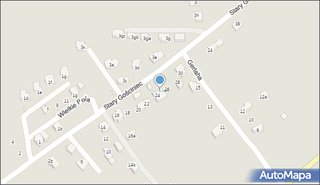 Kraków, Stary Gościniec, 24a, mapa Krakowa