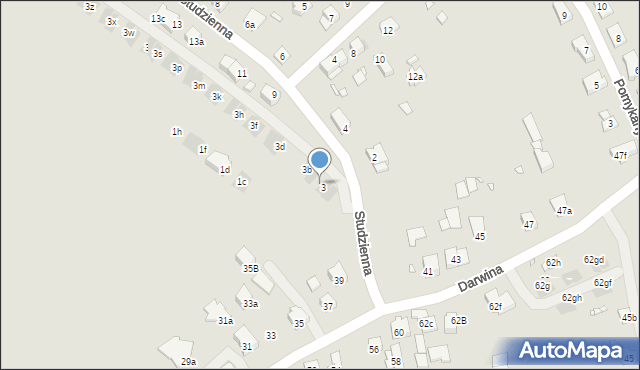 Kraków, Studzienna, 3a, mapa Krakowa