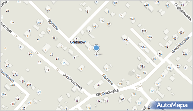 Kraków, Styczna, 6, mapa Krakowa