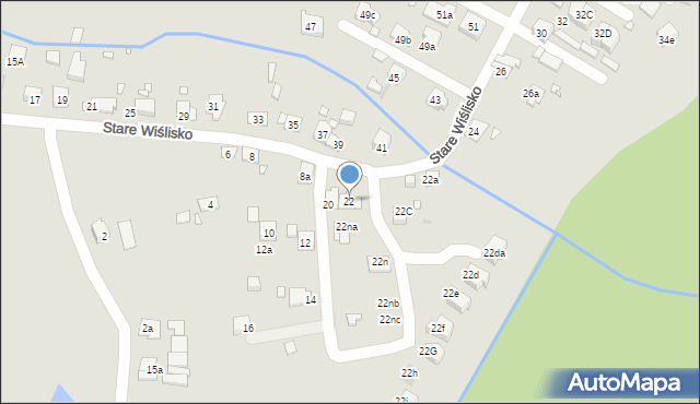 Kraków, Stare Wiślisko, 22, mapa Krakowa