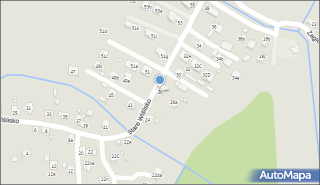 Kraków, Stare Wiślisko, 26, mapa Krakowa